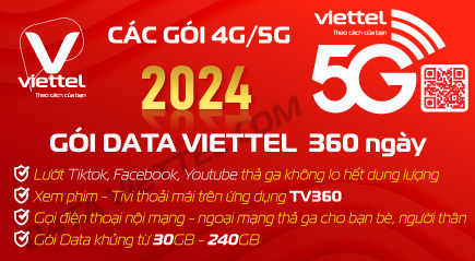 goi cuoc data 4g 5g viettel 360 ngay 2024